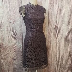 Xhilaration Dusty Purple Cap-Sleeve Lace Midi Dress - Size Small